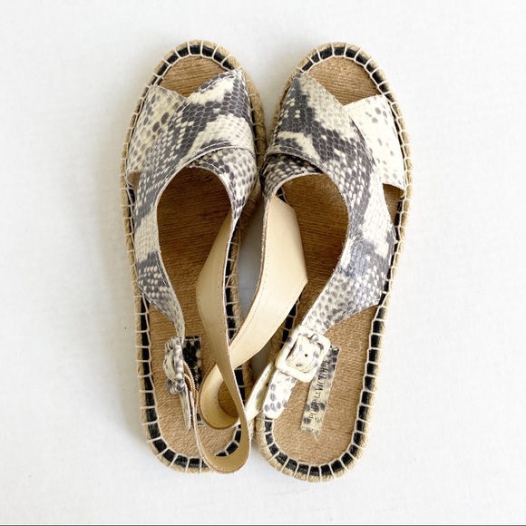 Pour La Victoire Snake Embossed Olivia Espadrilles Flat Sandals 8.5 - Picture 7 of 14